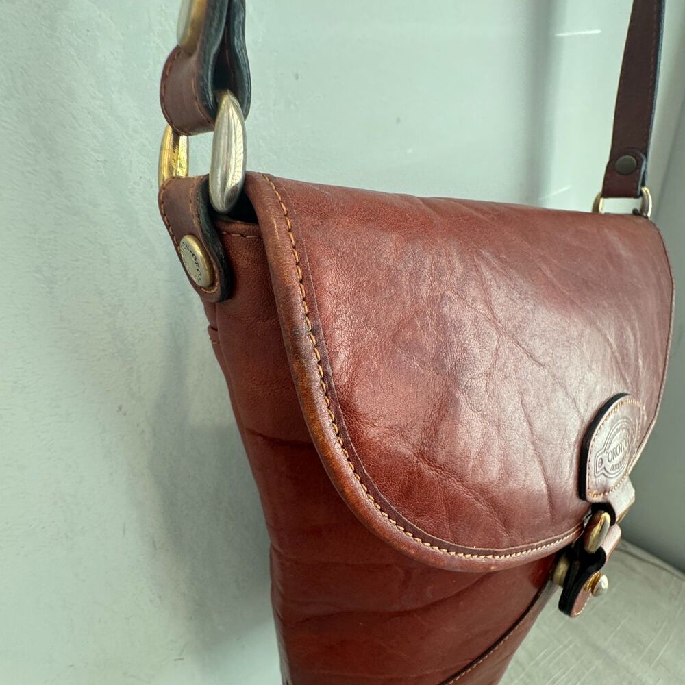 Vintage Oroton Australian Leather Saddle Bag Crossbody Purse Brown Red - Picture 10 of 12